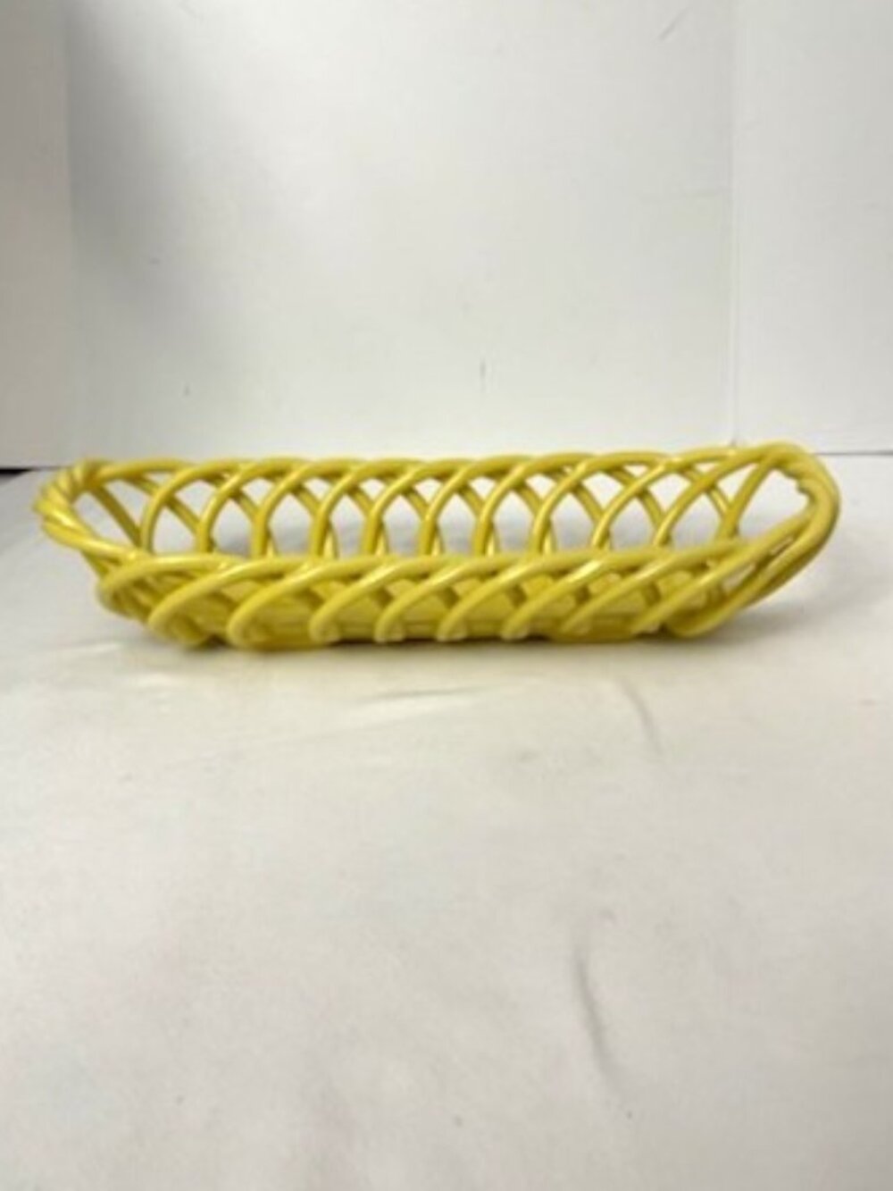 Eucalyptus Glazed Stoneware Bread Basket. Serving Tray Yellow